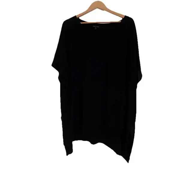 Eileen Fisher black silk tunic top size Large - Picture 1 of 5